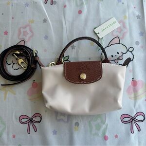 Longchamp Mini Bag in Cream and Brown